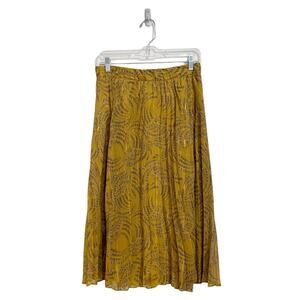 Ann Taylor Gold Floral Shell Peasant Pleated Skirt Sz 4